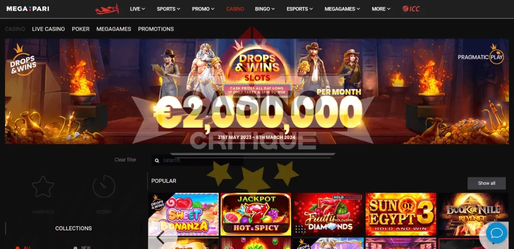 MEGAPARI casino page