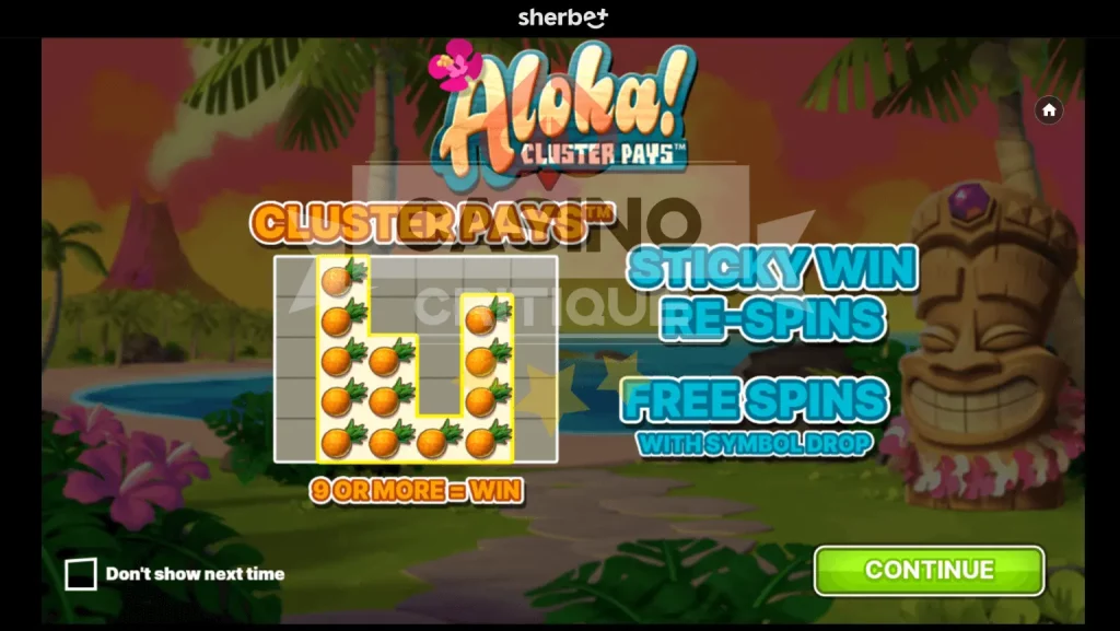 Sherbet aloha cluster pays