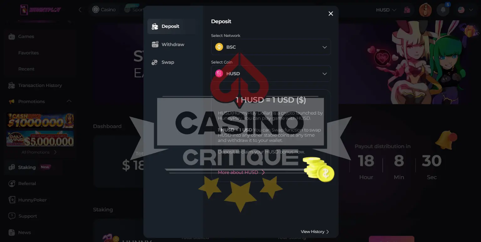 HunnyPlay casino deposit navigation skin-5