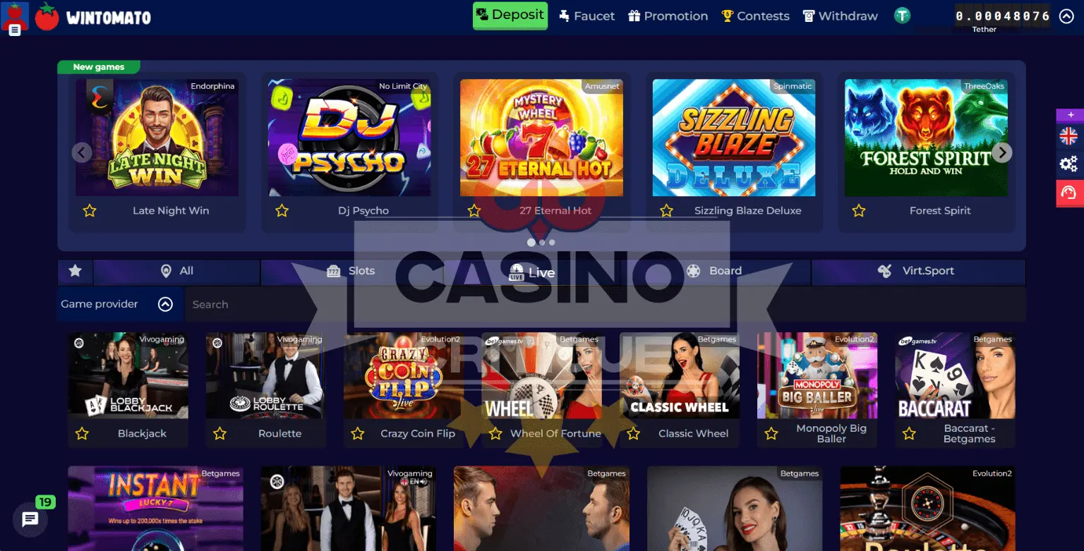 Wintomato Live Casino Games