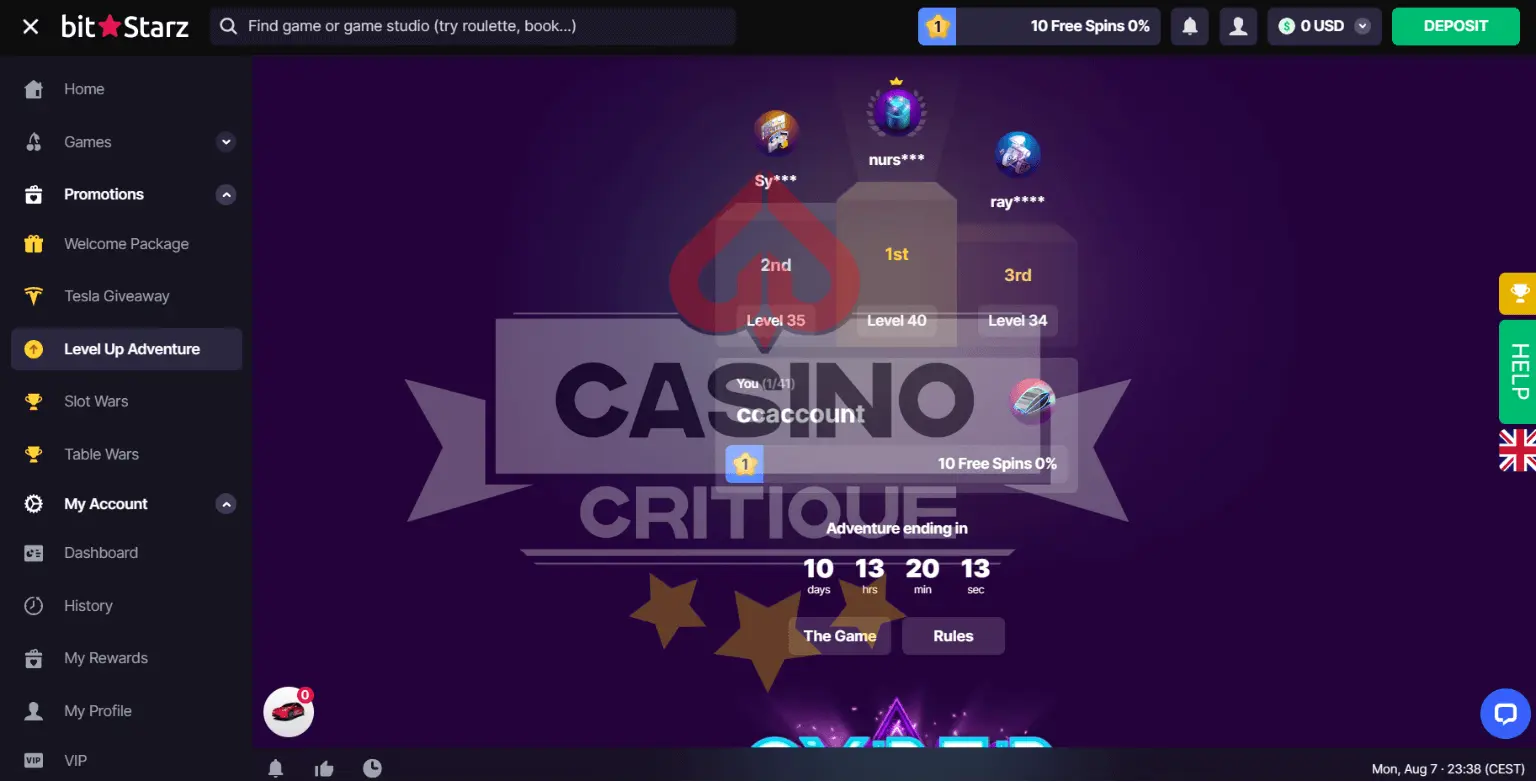 Bitstarz casino level up skin3