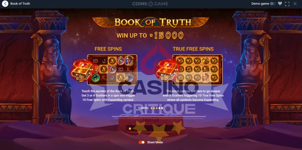 Coins Game Casino Book of Truth
