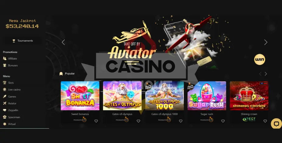 hugewin casino review screenshot of homescreen