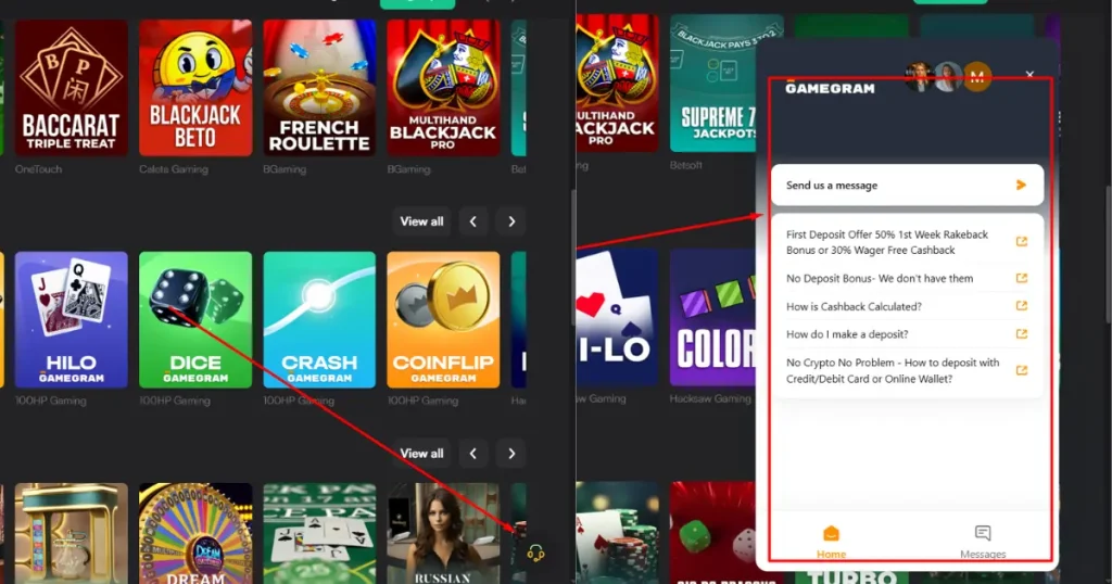 Gamegram casino Customer Support